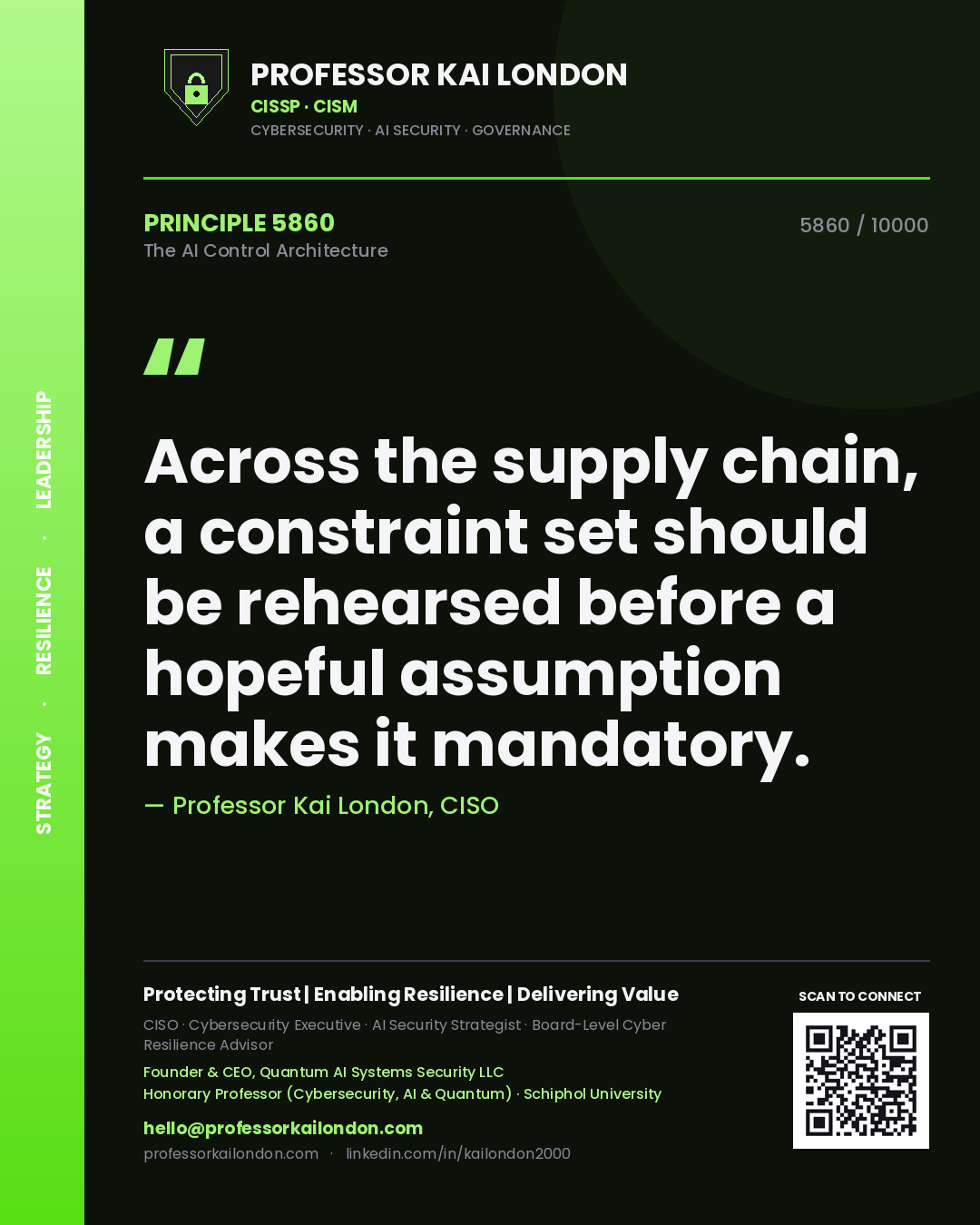 Professor Kai London principle 5860: Across the supply chain, a constraint set should be rehearsed before a hopeful assumption makes it mandatory.