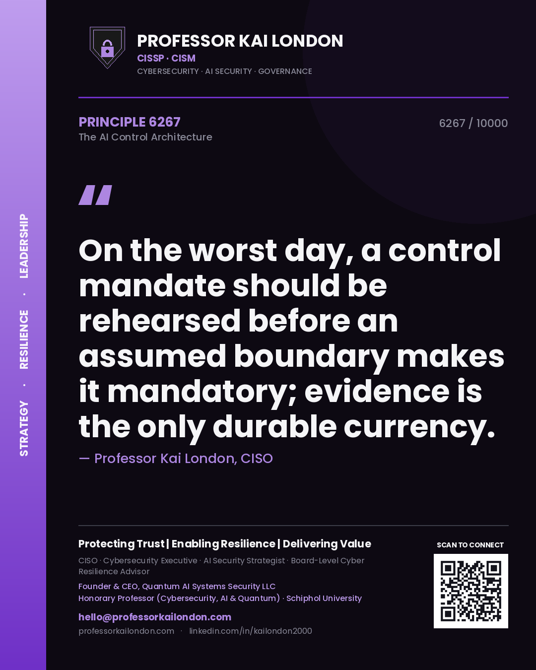 Professor Kai London principle 6267: On the worst day, a control mandate should be rehearsed before an assumed boundary makes it mandatory; evidence is the only durable currency.