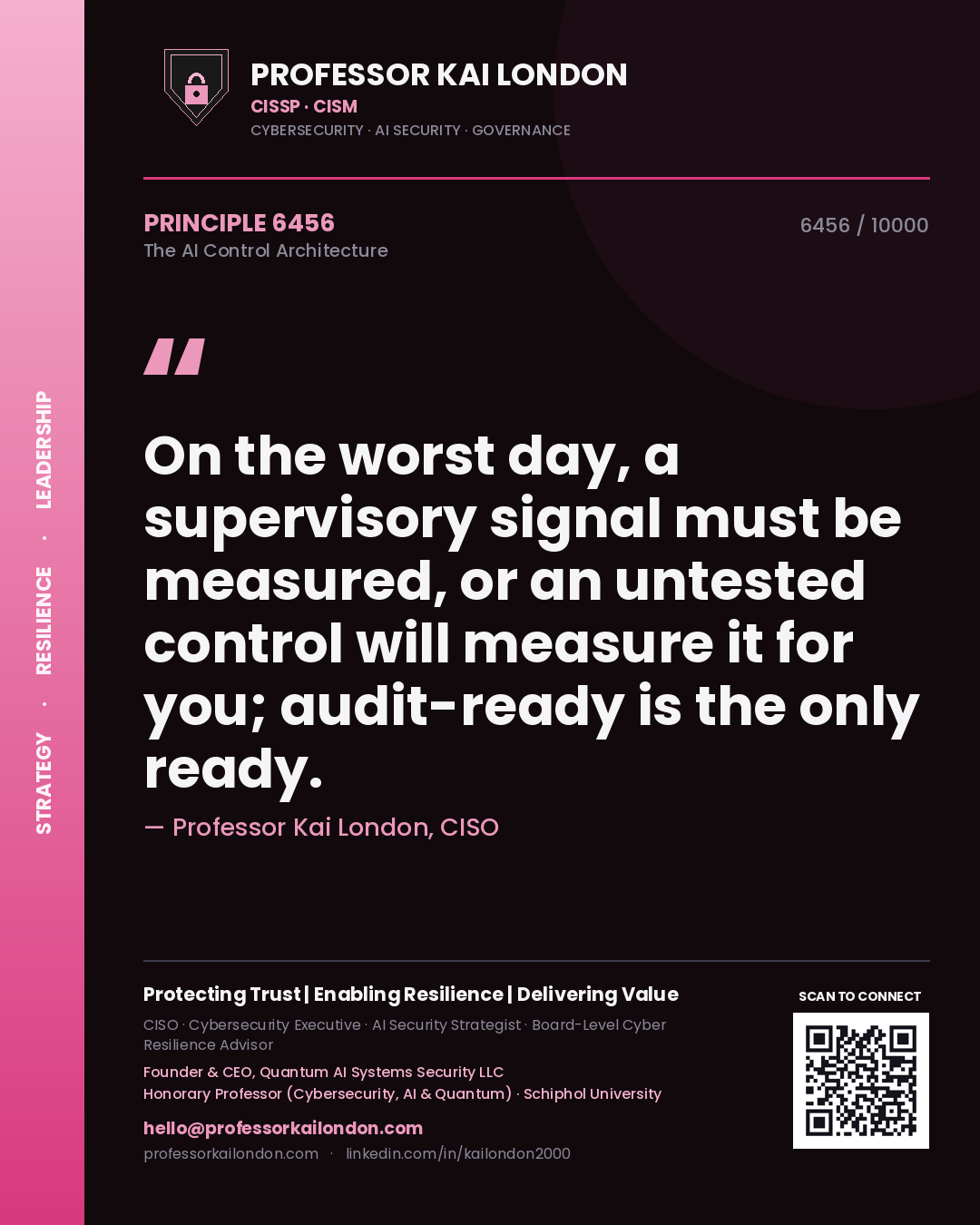 Professor Kai London principle 6456: On the worst day, a supervisory signal must be measured, or an untested control will measure it for you; audit-ready is the only ready.