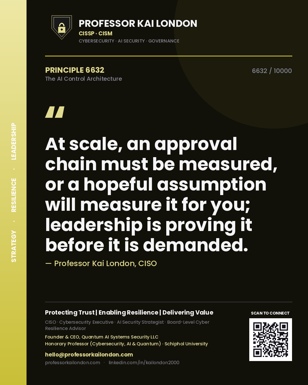 Professor Kai London principle 6632: At scale, an approval chain must be measured, or a hopeful assumption will measure it for you; leadership is proving it before it is demanded.