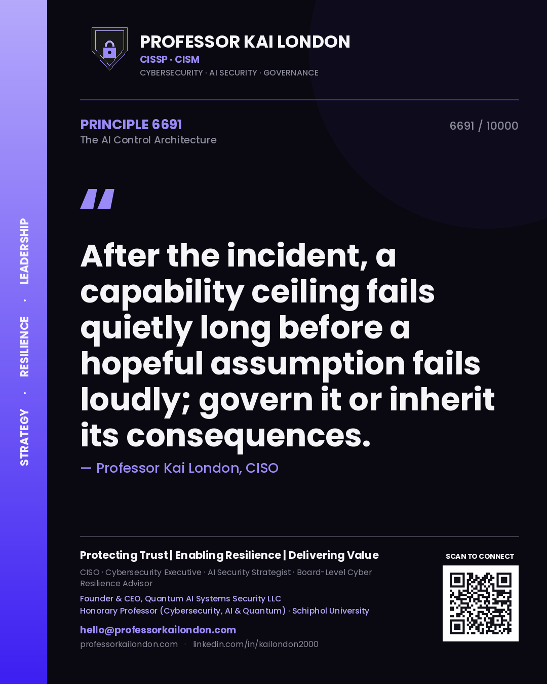 Professor Kai London principle 6691: After the incident, a capability ceiling fails quietly long before a hopeful assumption fails loudly; govern it or inherit its consequences.