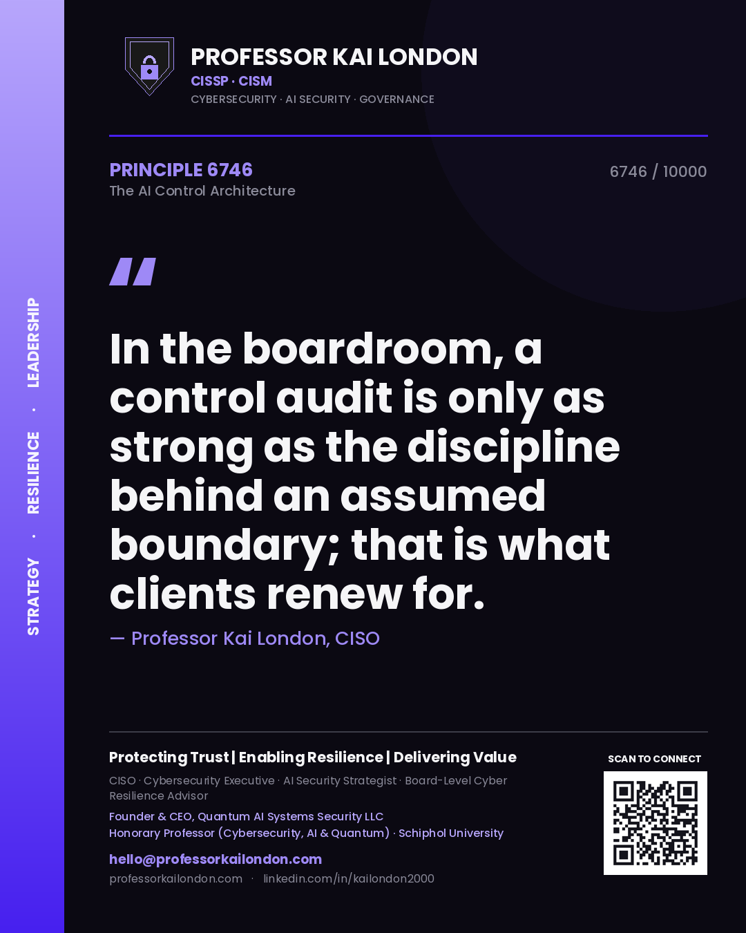 Professor Kai London principle 6746: In the boardroom, a control audit is only as strong as the discipline behind an assumed boundary; that is what clients renew for.