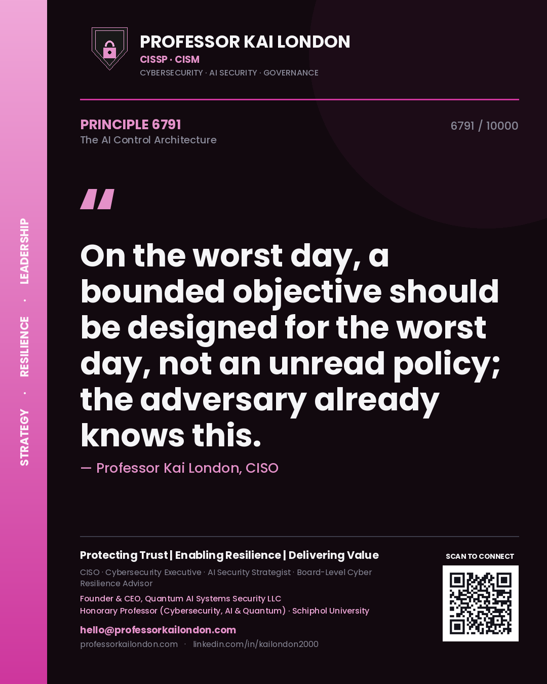 Professor Kai London principle 6791: On the worst day, a bounded objective should be designed for the worst day, not an unread policy; the adversary already knows this.