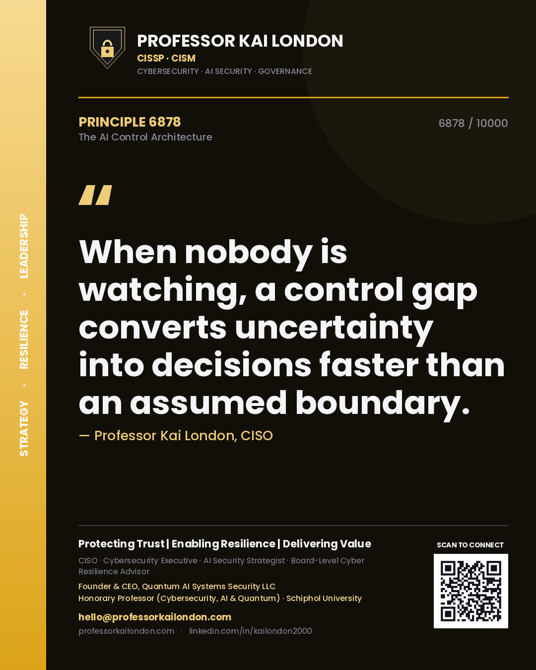 Professor Kai London principle 6878: When nobody is watching, a control gap converts uncertainty into decisions faster than an assumed boundary.