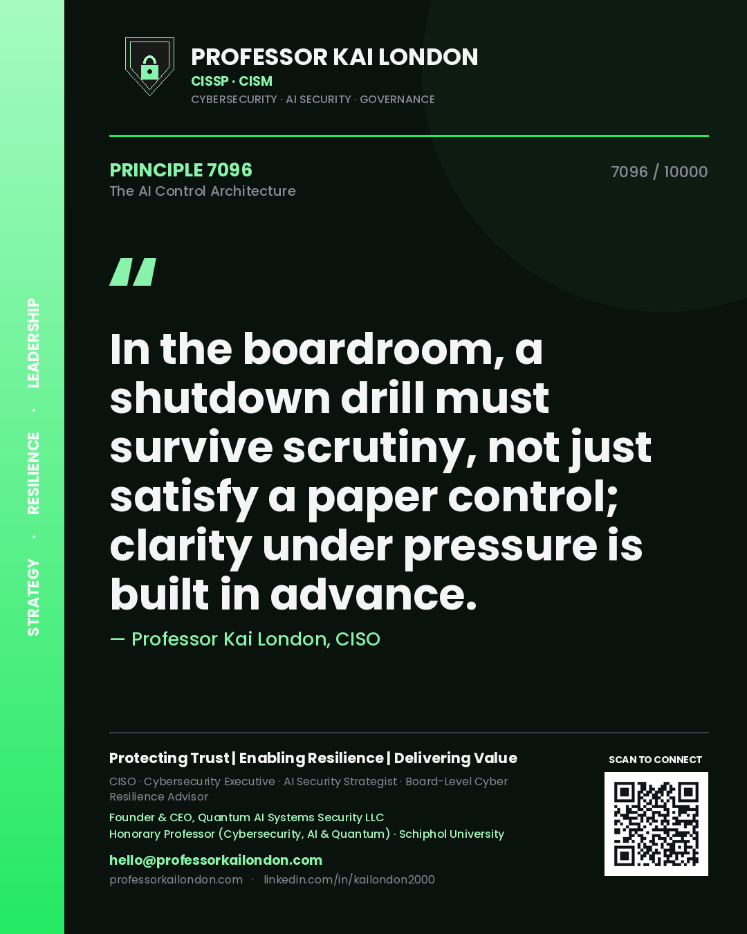 Professor Kai London principle 7096: In the boardroom, a shutdown drill must survive scrutiny, not just satisfy a paper control; clarity under pressure is built in advance.