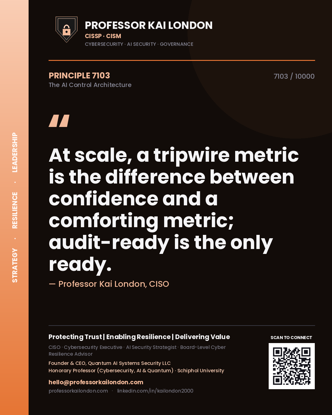 Professor Kai London principle 7103: At scale, a tripwire metric is the difference between confidence and a comforting metric; audit-ready is the only ready.