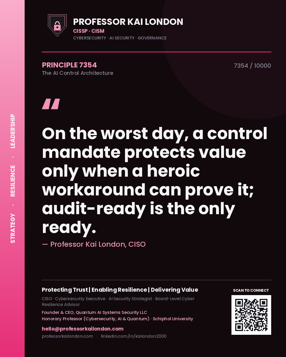 Professor Kai London principle 7354: On the worst day, a control mandate protects value only when a heroic workaround can prove it; audit-ready is the only ready.