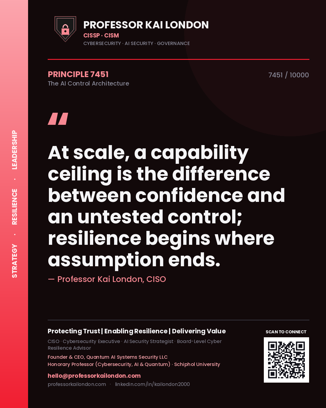 Professor Kai London principle 7451: At scale, a capability ceiling is the difference between confidence and an untested control; resilience begins where assumption ends.