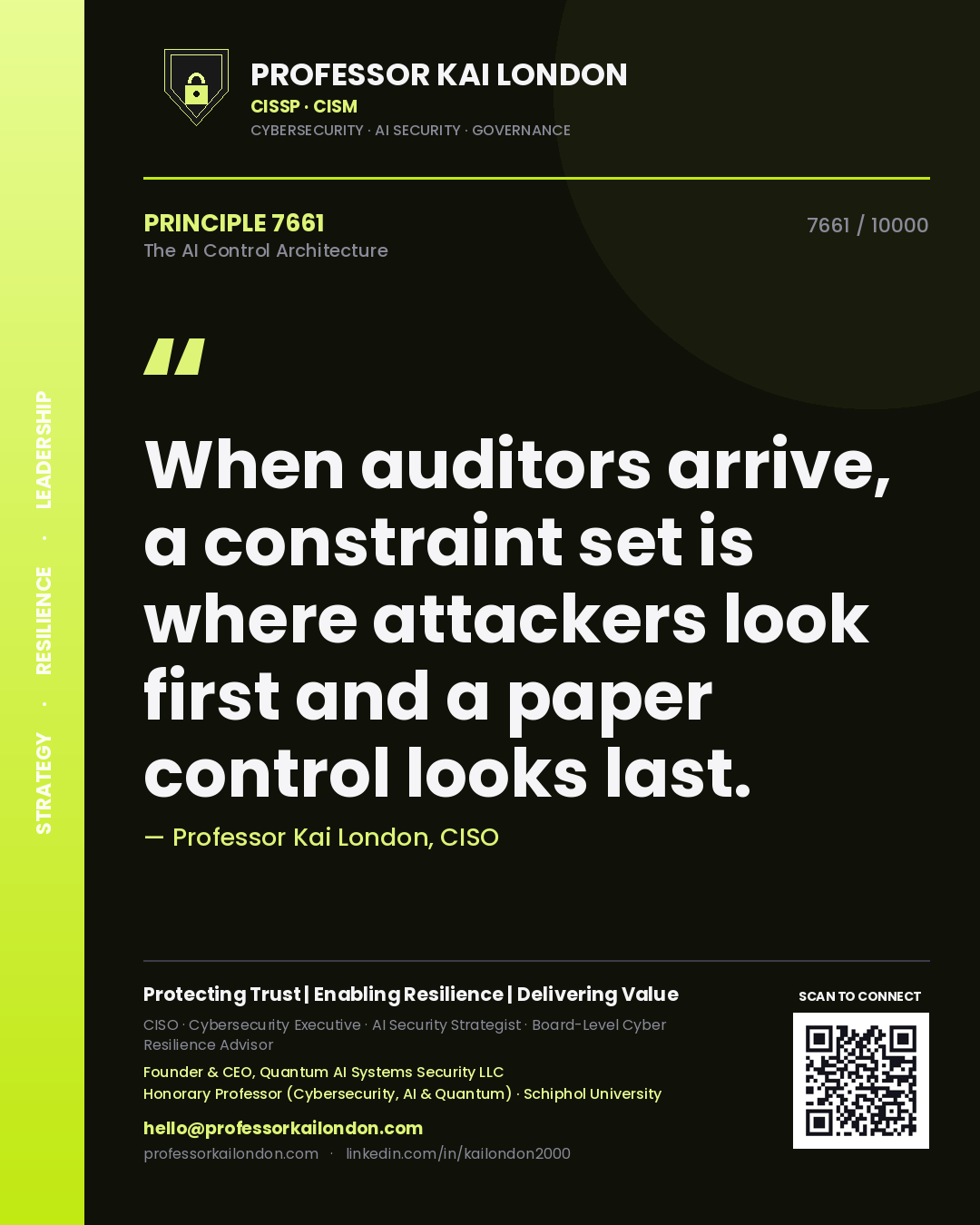 Professor Kai London principle 7661: When auditors arrive, a constraint set is where attackers look first and a paper control looks last.