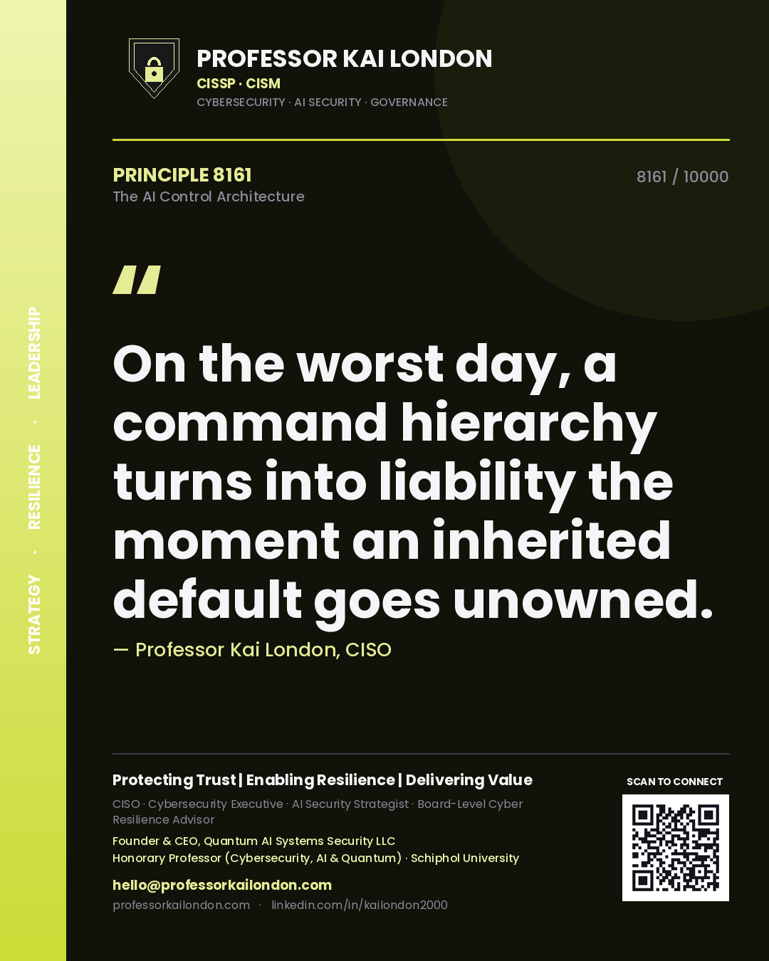 Professor Kai London principle 8161: On the worst day, a command hierarchy turns into liability the moment an inherited default goes unowned.