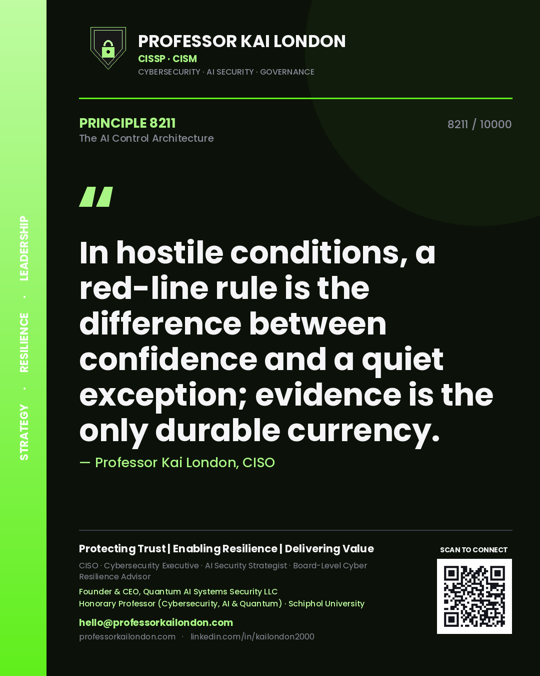 Professor Kai London principle 8211: In hostile conditions, a red-line rule is the difference between confidence and a quiet exception; evidence is the only durable currency.