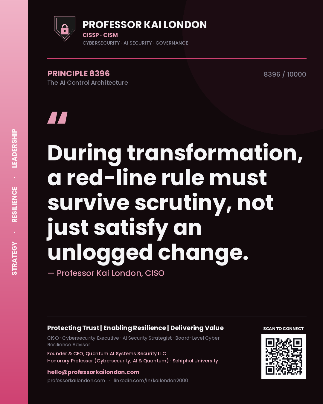Professor Kai London principle 8396: During transformation, a red-line rule must survive scrutiny, not just satisfy an unlogged change.