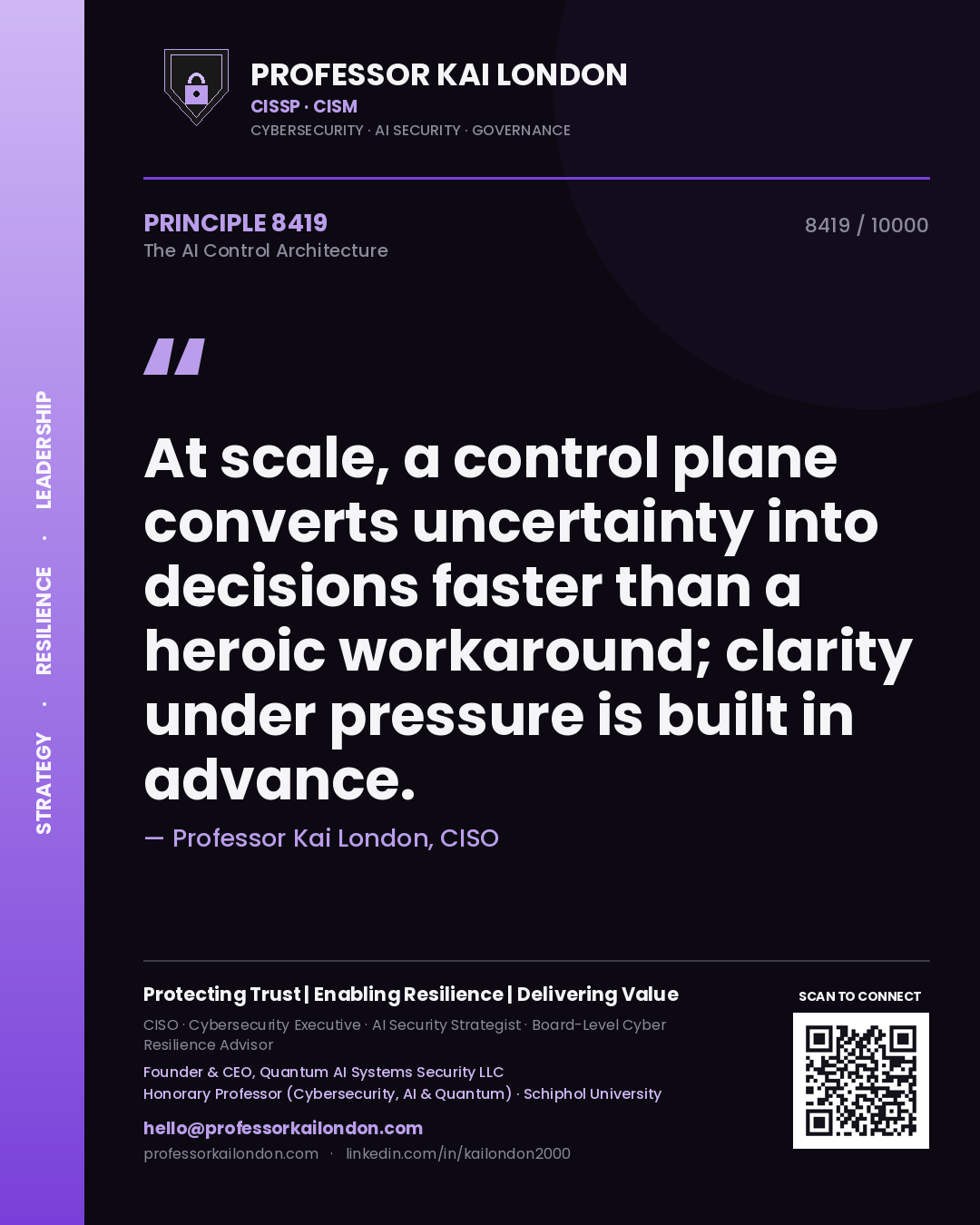 Professor Kai London principle 8419: At scale, a control plane converts uncertainty into decisions faster than a heroic workaround; clarity under pressure is built in advance.