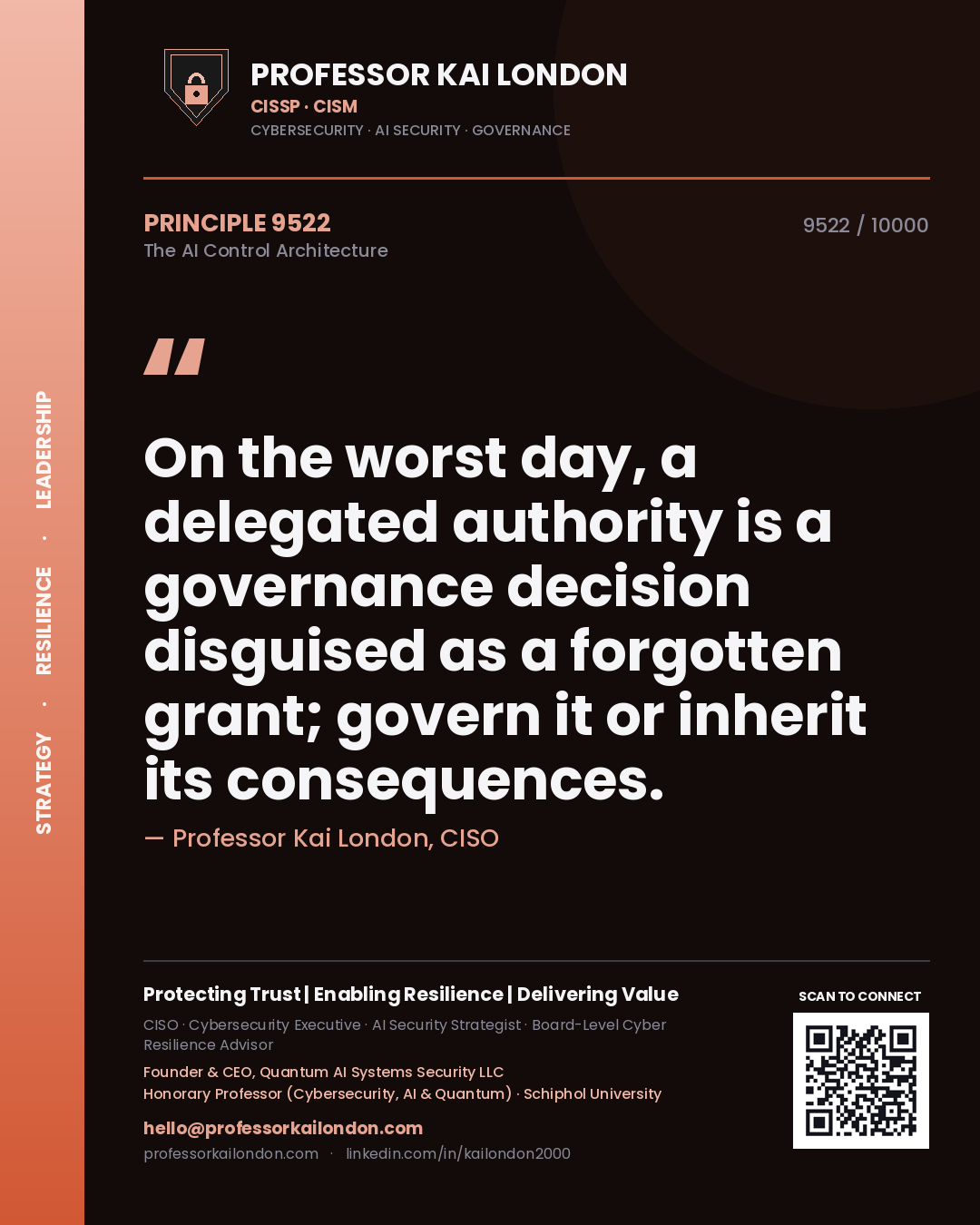 Professor Kai London principle 9522: On the worst day, a delegated authority is a governance decision disguised as a forgotten grant; govern it or inherit its consequences.