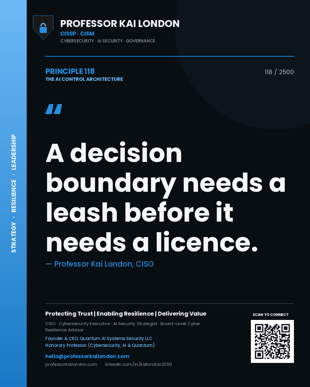 Professor Kai London principle 118: A decision boundary needs a leash before it needs a licence.