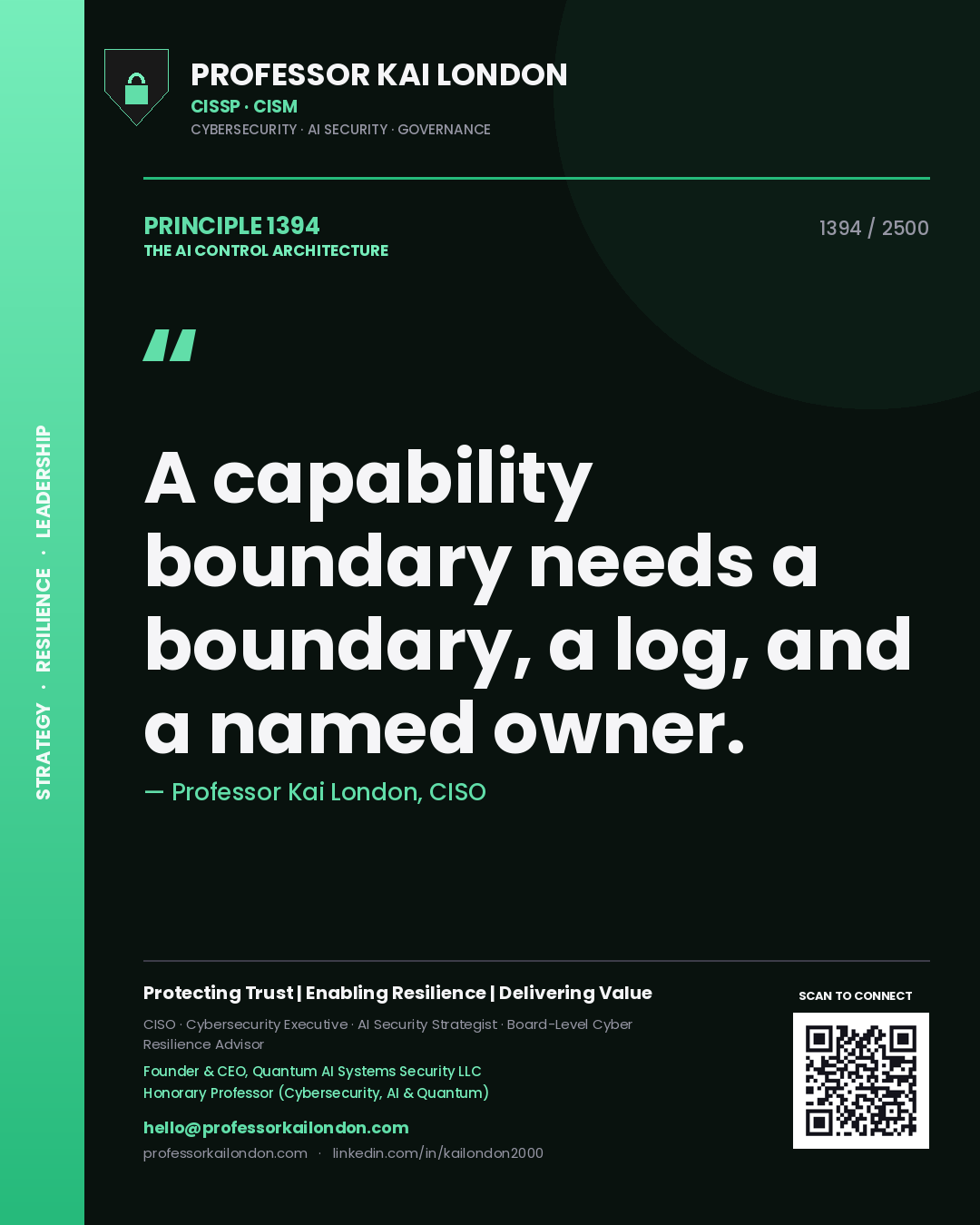 Professor Kai London principle 1394: A capability boundary needs a boundary, a log, and a named owner.