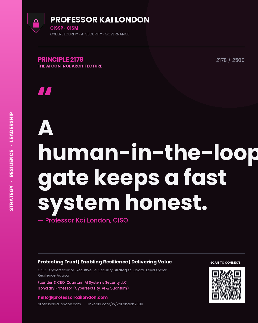 Professor Kai London principle 2178: A human-in-the-loop gate keeps a fast system honest.