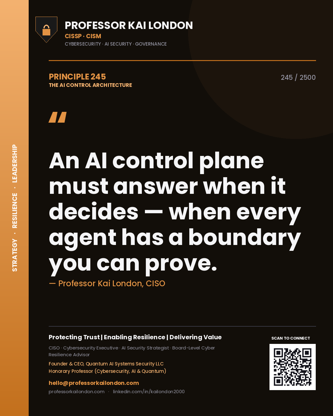 Professor Kai London principle 245: An AI control plane must answer when it decides — when every agent has a boundary you can prove.