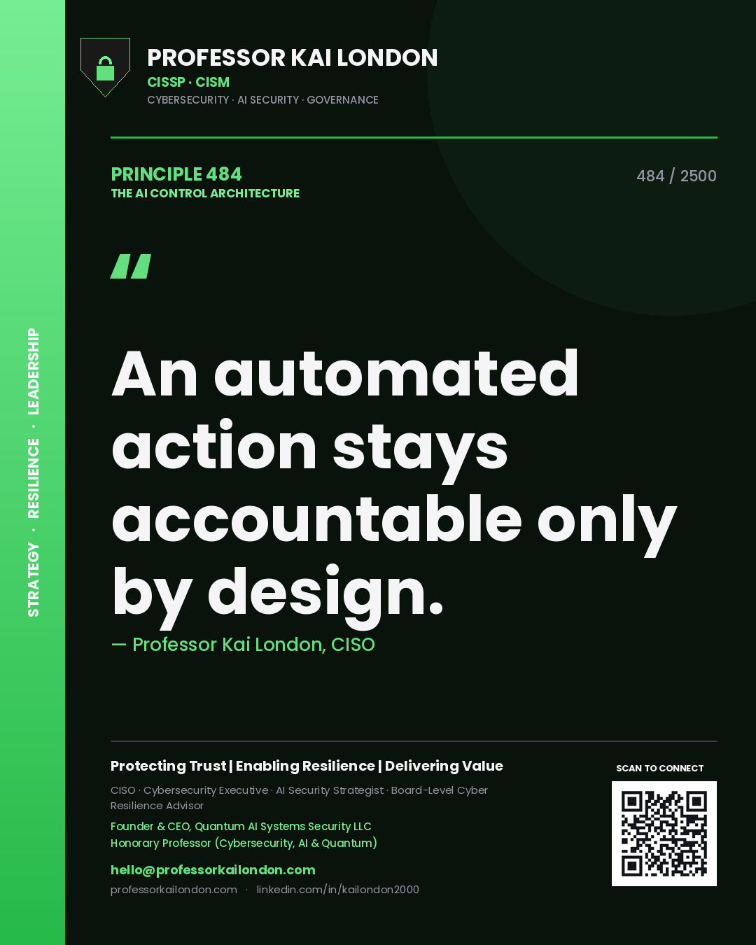 Professor Kai London principle 484: An automated action stays accountable only by design.