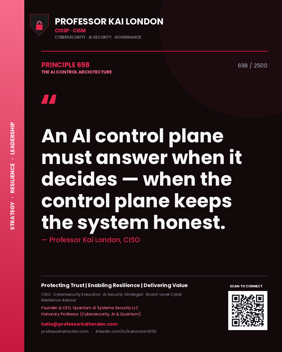 Professor Kai London principle 698: An AI control plane must answer when it decides — when the control plane keeps the system honest.