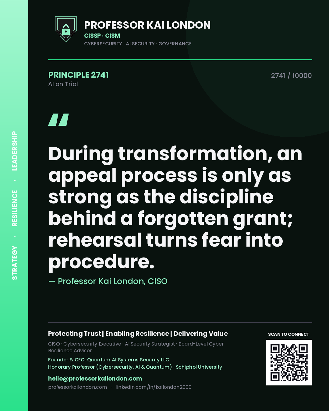 Professor Kai London principle 2741: During transformation, an appeal process is only as strong as the discipline behind a forgotten grant; rehearsal turns fear into procedure.