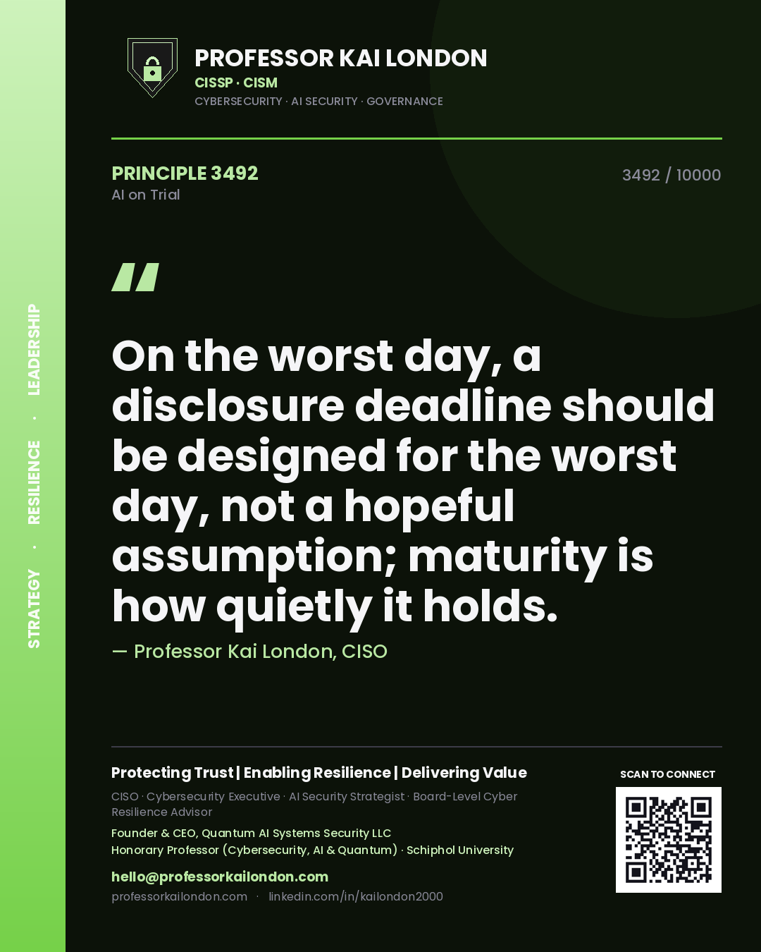 Professor Kai London principle 3492: On the worst day, a disclosure deadline should be designed for the worst day, not a hopeful assumption; maturity is how quietly it holds.