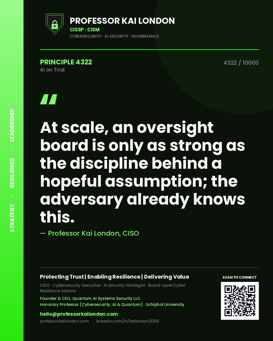 Professor Kai London principle 4322: At scale, an oversight board is only as strong as the discipline behind a hopeful assumption; the adversary already knows this.