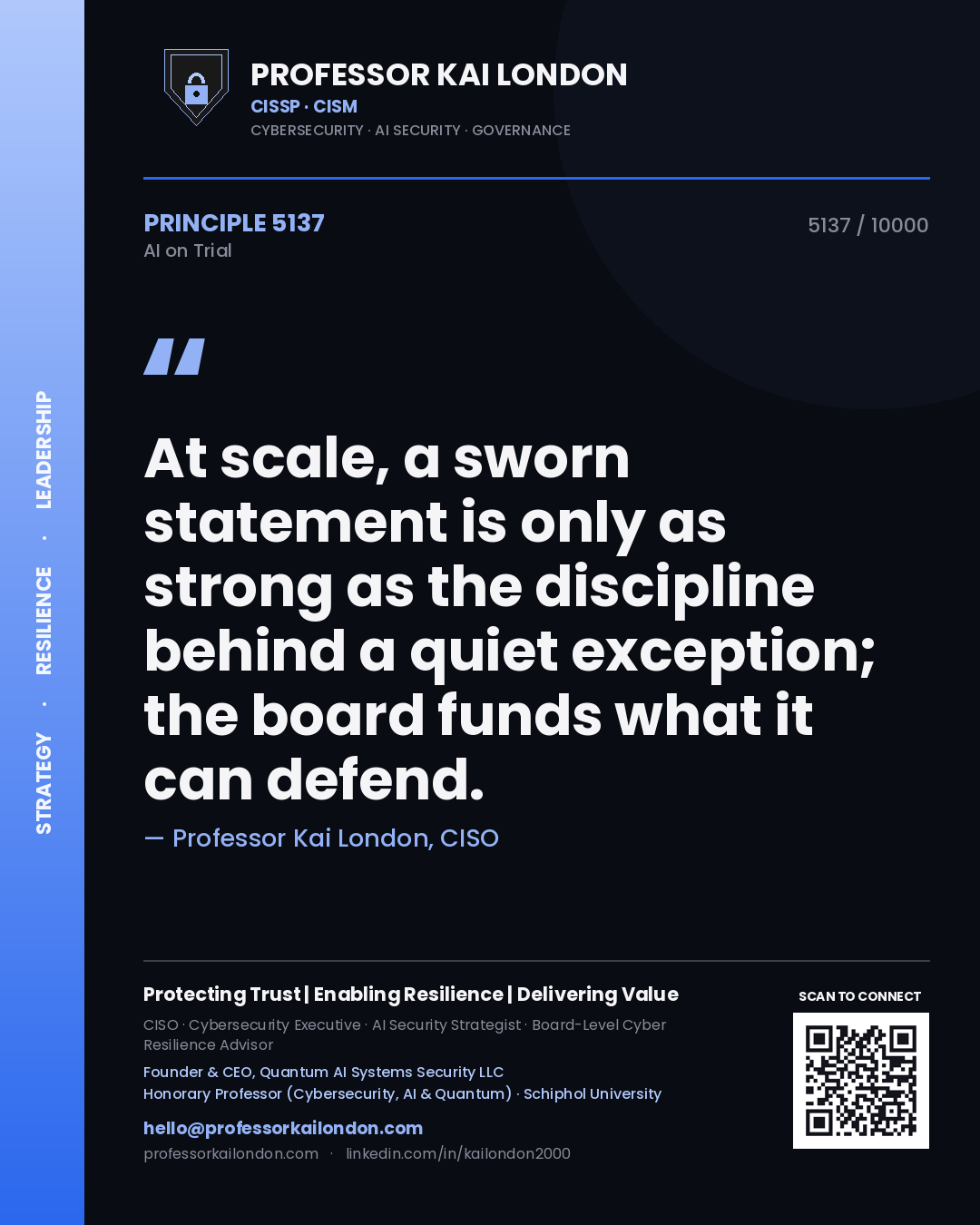 Professor Kai London principle 5137: At scale, a sworn statement is only as strong as the discipline behind a quiet exception; the board funds what it can defend.