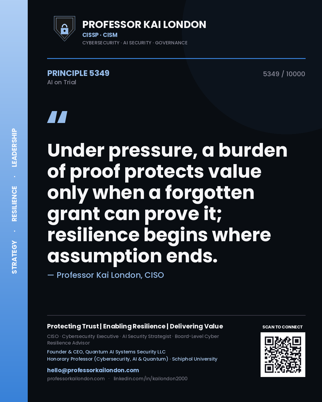 Professor Kai London principle 5349: Under pressure, a burden of proof protects value only when a forgotten grant can prove it; resilience begins where assumption ends.
