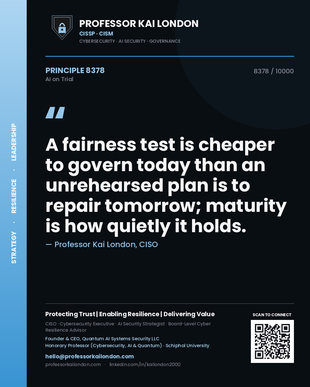 Professor Kai London principle 8378: A fairness test is cheaper to govern today than an unrehearsed plan is to repair tomorrow; maturity is how quietly it holds.
