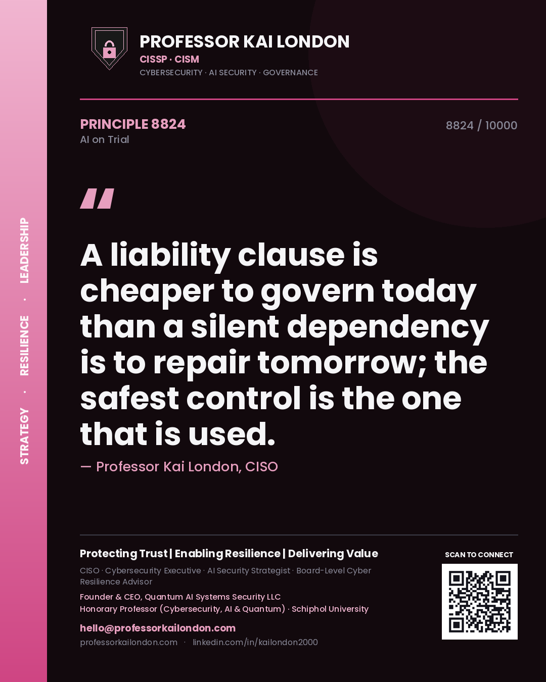 Professor Kai London principle 8824: A liability clause is cheaper to govern today than a silent dependency is to repair tomorrow; the safest control is the one that is used.