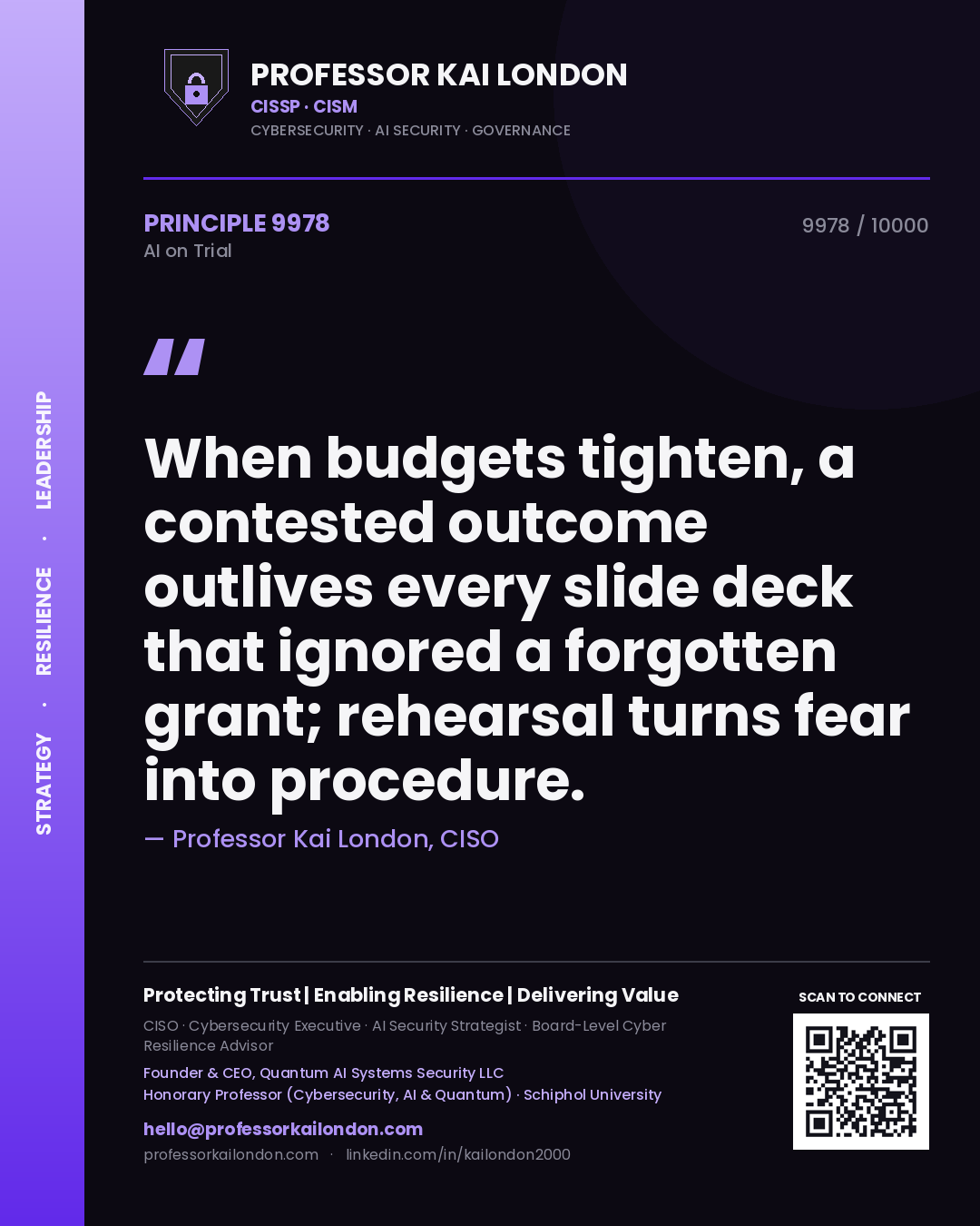 Professor Kai London principle 9978: When budgets tighten, a contested outcome outlives every slide deck that ignored a forgotten grant; rehearsal turns fear into procedure.