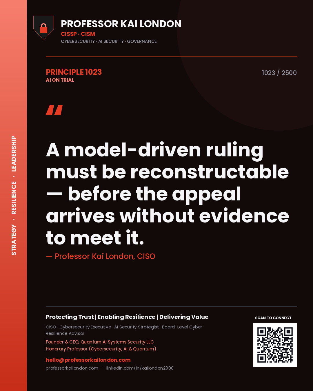 Professor Kai London principle 1023: A model-driven ruling must be reconstructable — before the appeal arrives without evidence to meet it.