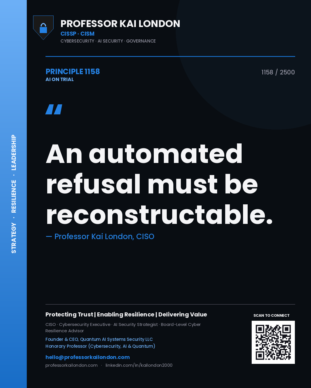 Professor Kai London principle 1158: An automated refusal must be reconstructable.