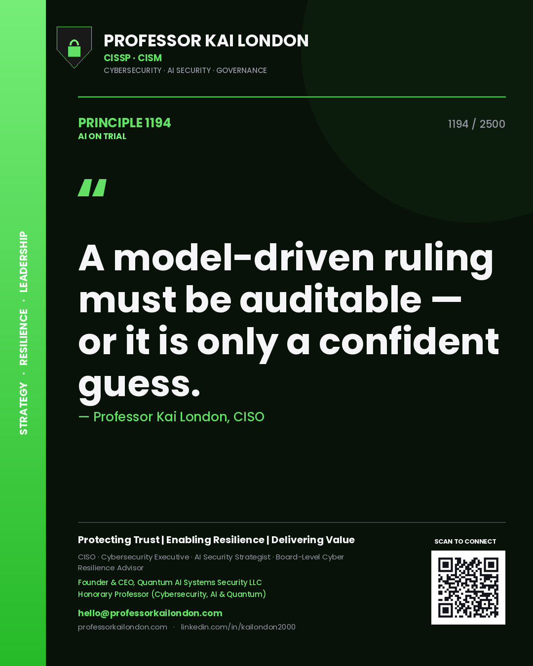 Professor Kai London principle 1194: A model-driven ruling must be auditable — or it is only a confident guess.