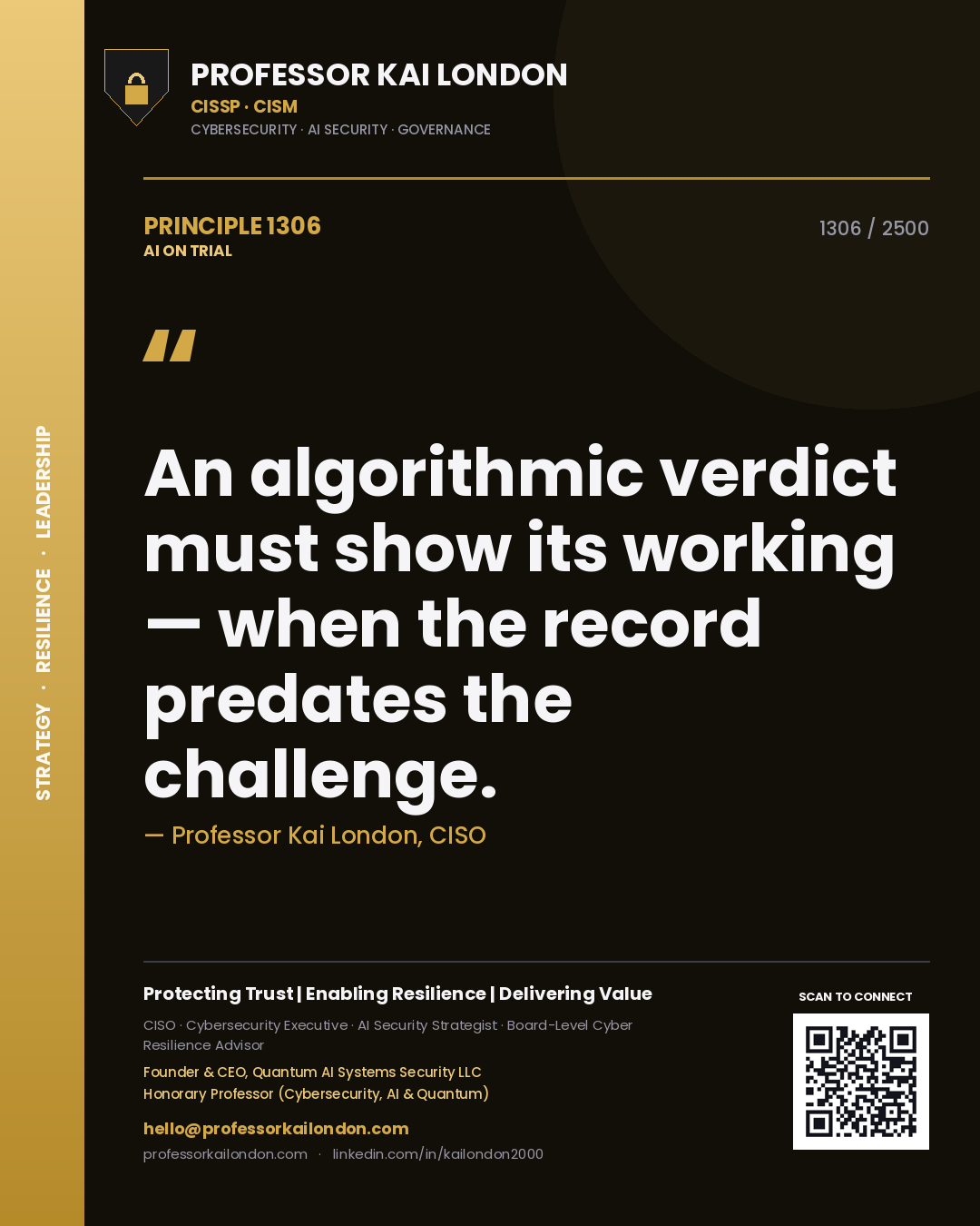 Professor Kai London principle 1306: An algorithmic verdict must show its working — when the record predates the challenge.