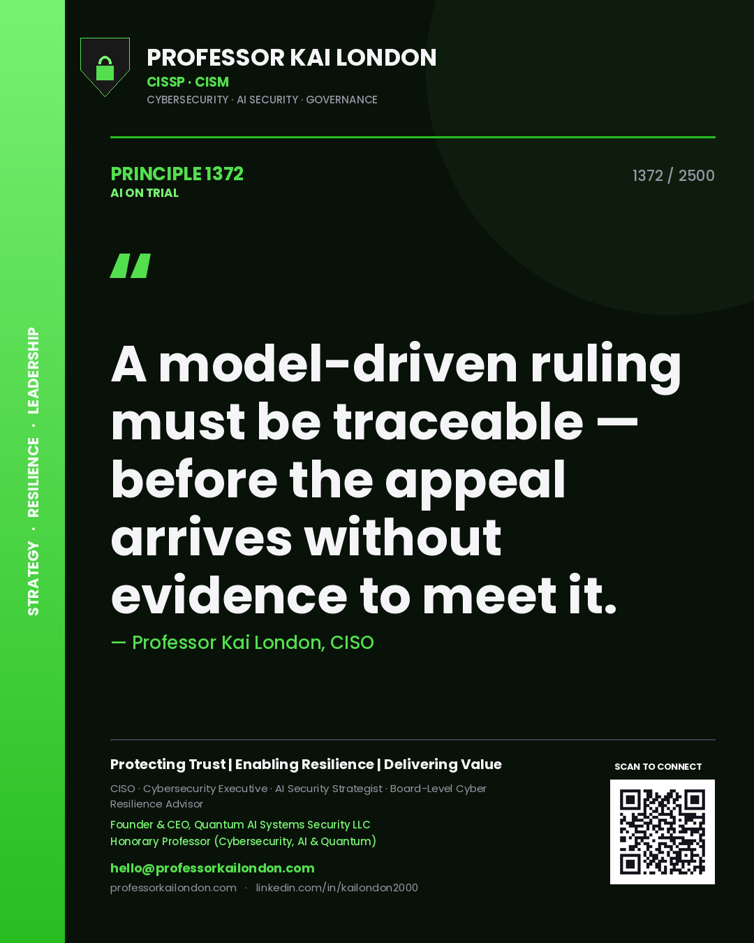 Professor Kai London principle 1372: A model-driven ruling must be traceable — before the appeal arrives without evidence to meet it.