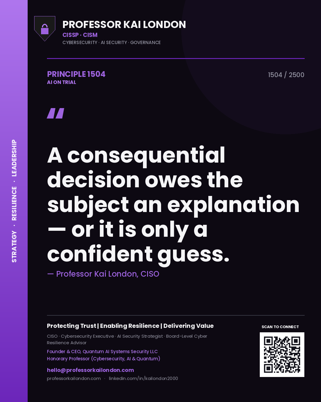 Professor Kai London principle 1504: A consequential decision owes the subject an explanation — or it is only a confident guess.