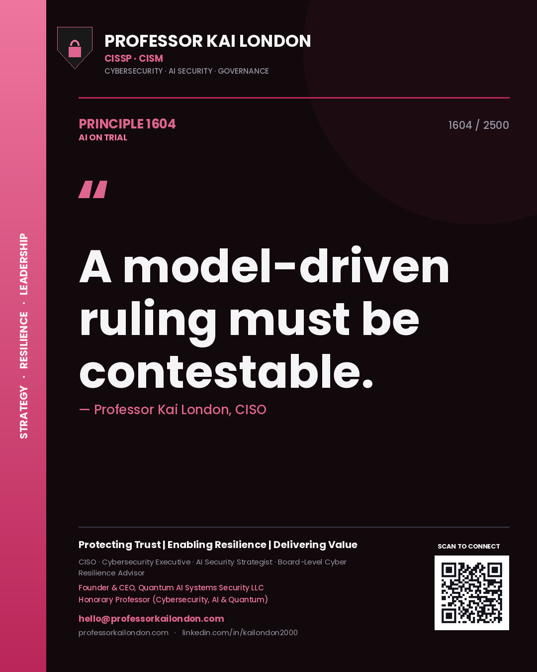 Professor Kai London principle 1604: A model-driven ruling must be contestable.