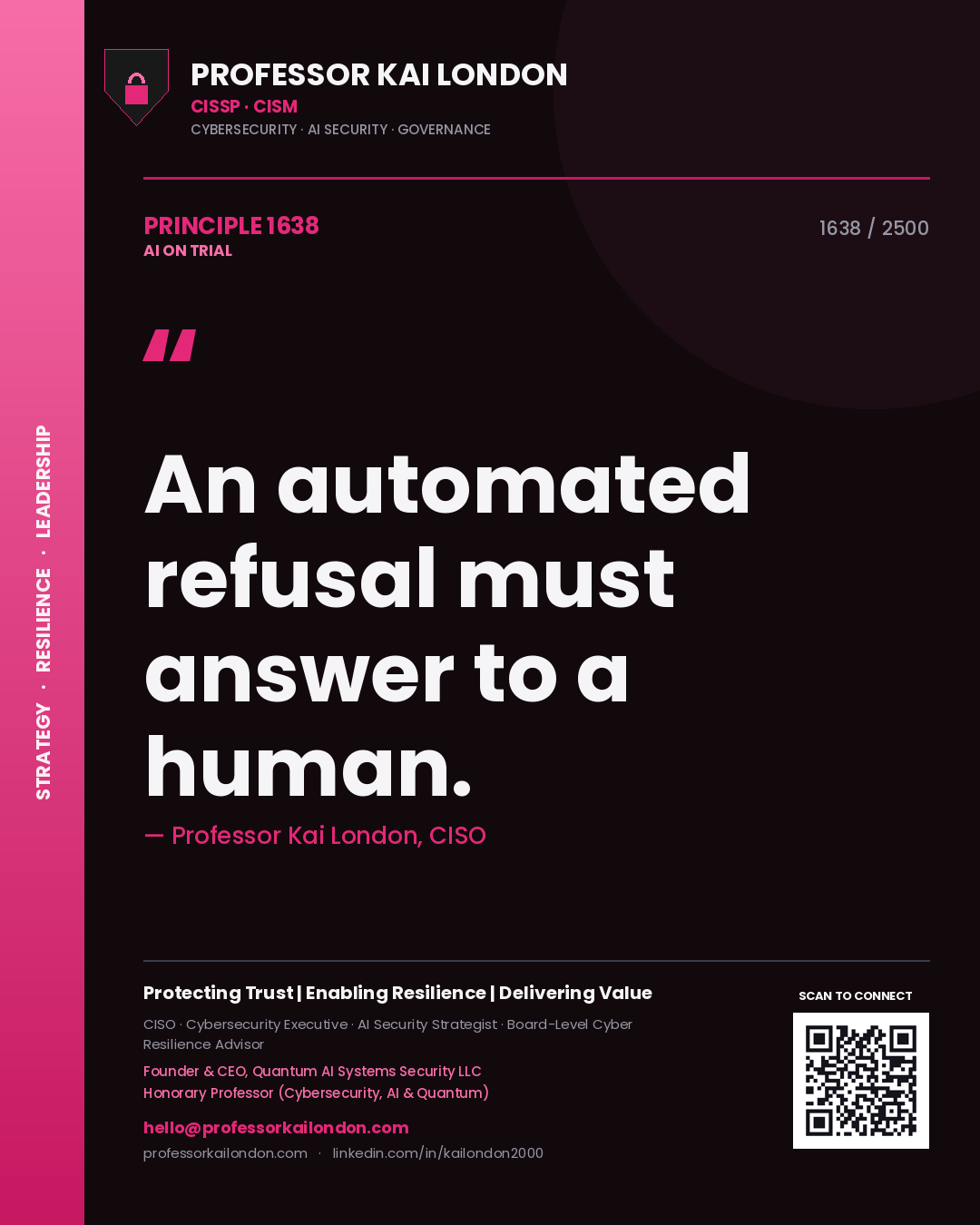 Professor Kai London principle 1638: An automated refusal must answer to a human.