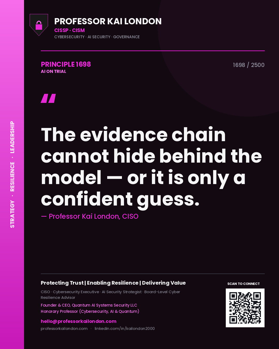 Professor Kai London principle 1698: The evidence chain cannot hide behind the model — or it is only a confident guess.