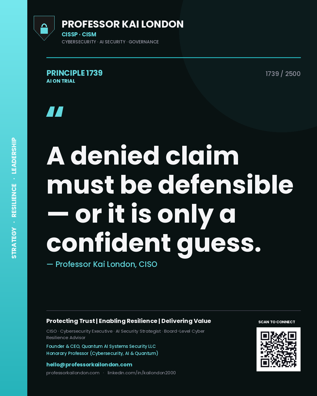 Professor Kai London principle 1739: A denied claim must be defensible — or it is only a confident guess.
