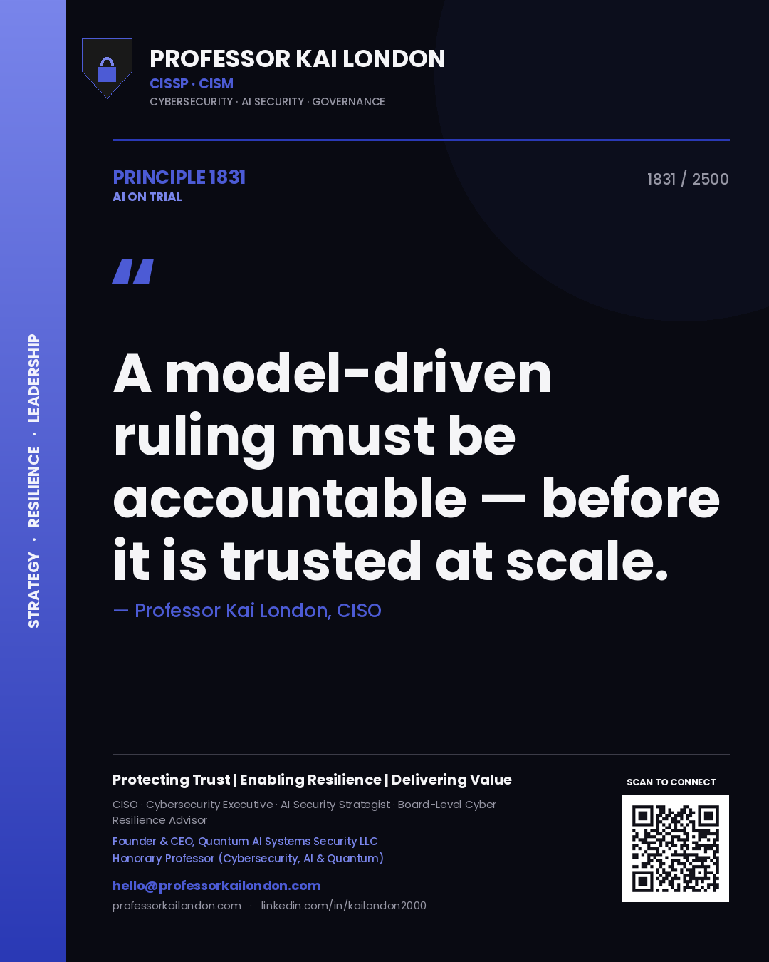 Professor Kai London principle 1831: A model-driven ruling must be accountable — before it is trusted at scale.
