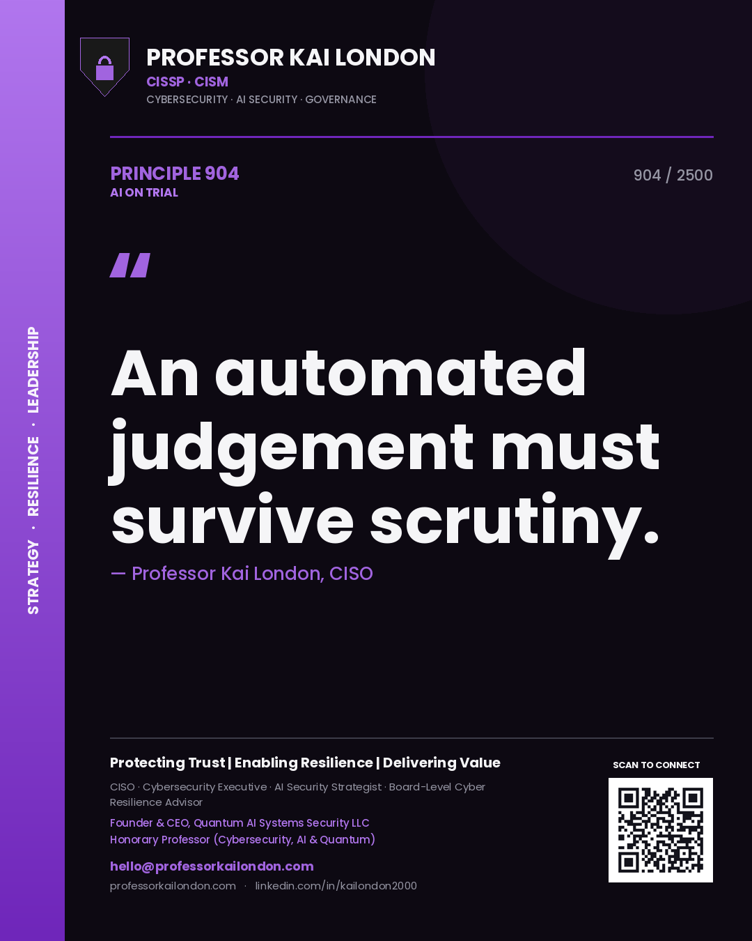 Professor Kai London principle 904: An automated judgement must survive scrutiny.