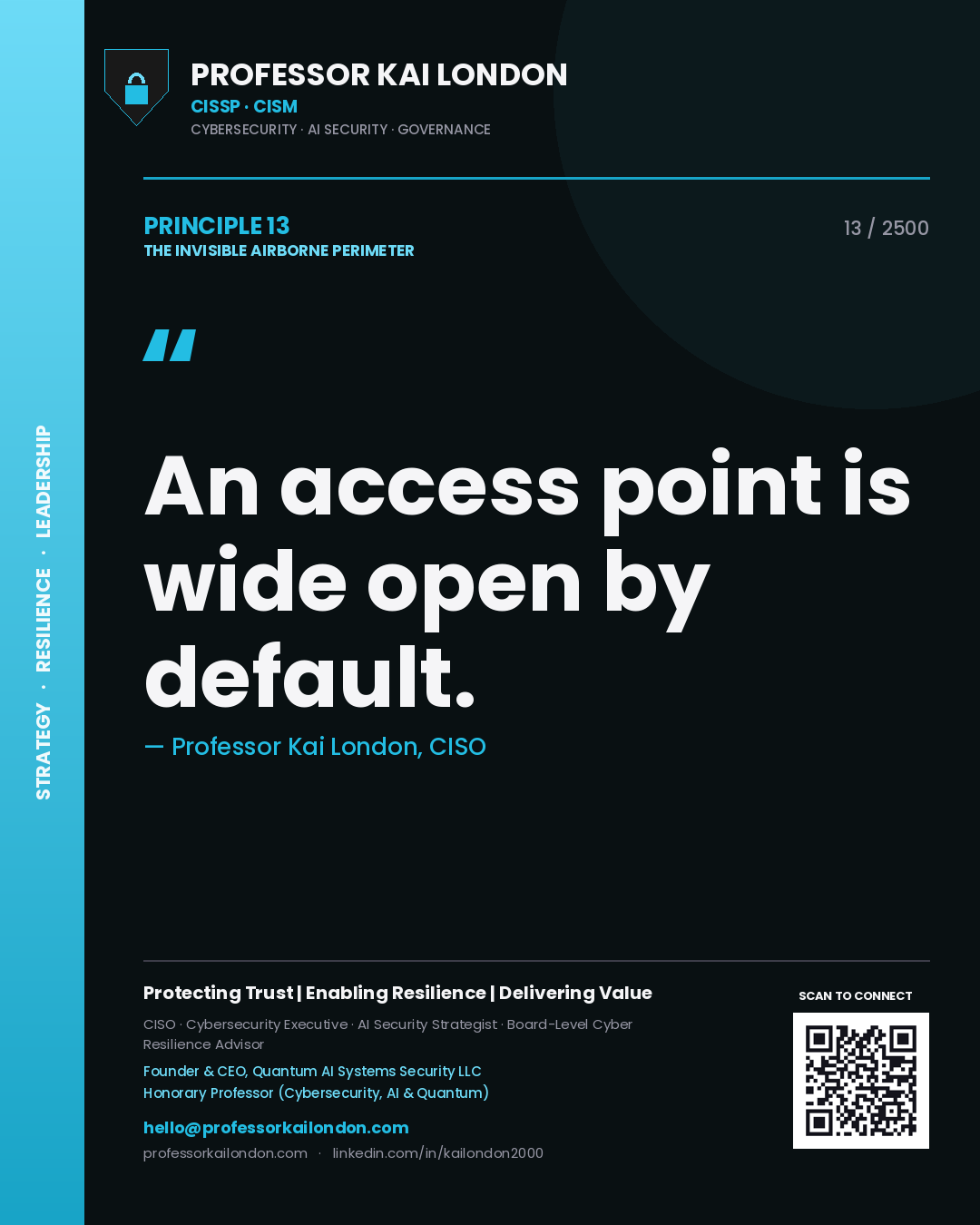 Professor Kai London principle 13: An access point is wide open by default.