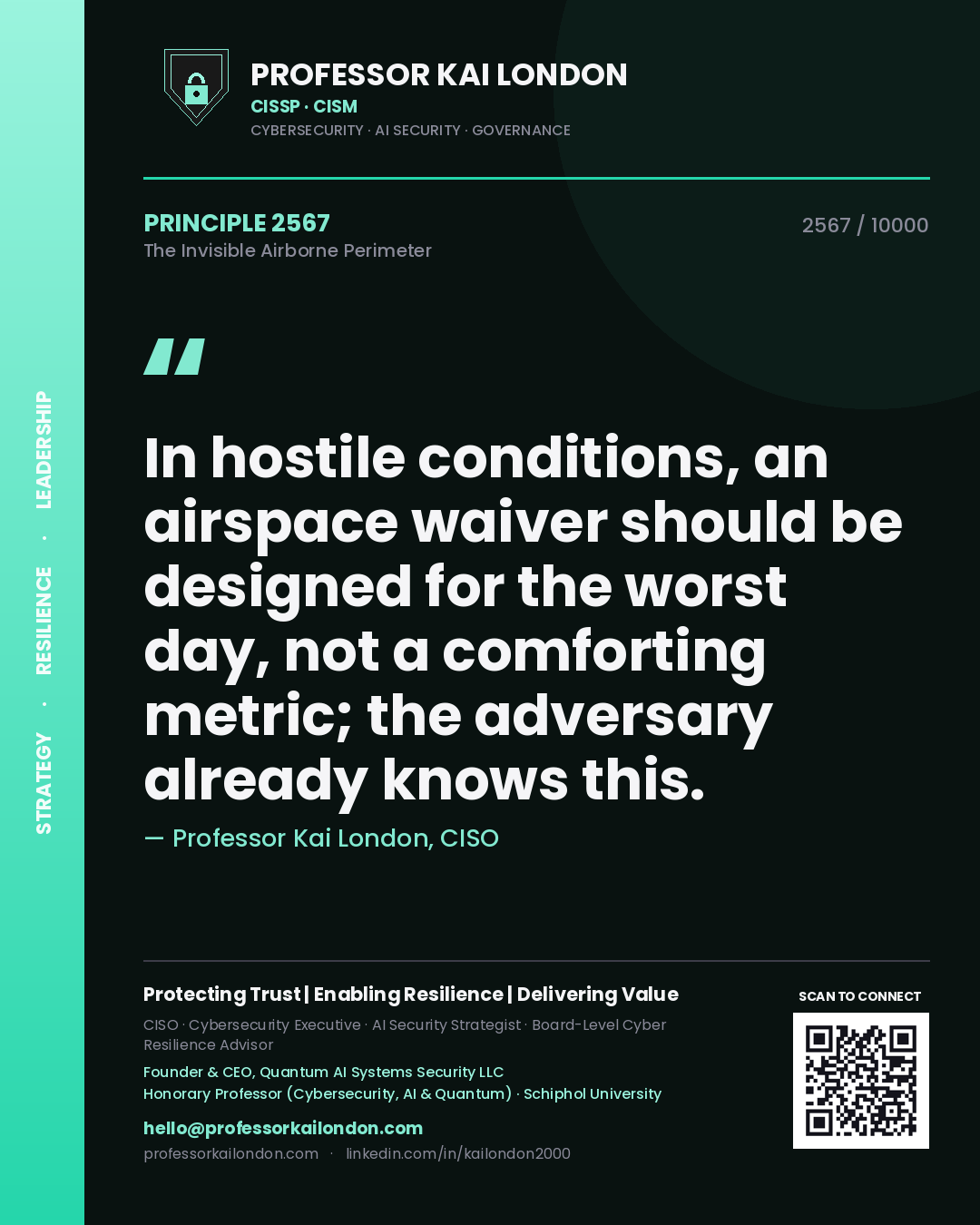 Professor Kai London principle 2567: In hostile conditions, an airspace waiver should be designed for the worst day, not a comforting metric; the adversary already knows this.