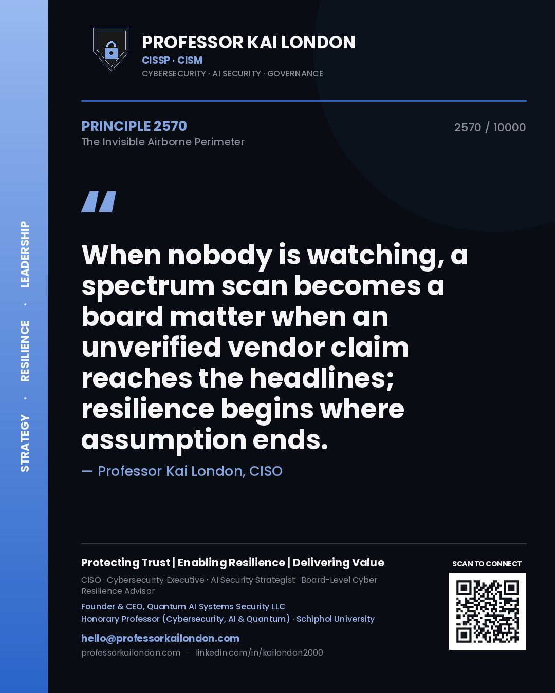 Professor Kai London principle 2570: When nobody is watching, a spectrum scan becomes a board matter when an unverified vendor claim reaches the headlines; resilience begins where assumption ends.