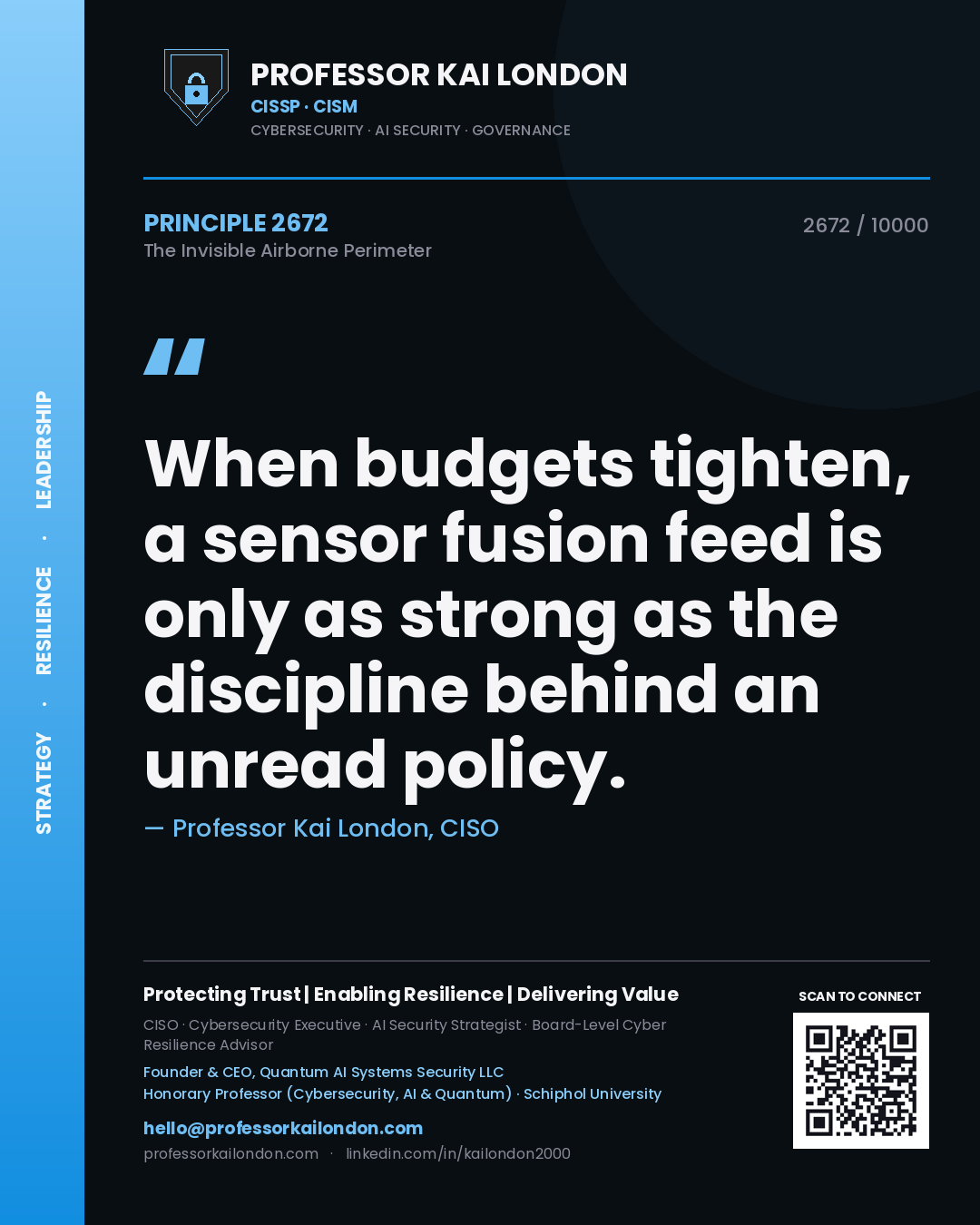 Professor Kai London principle 2672: When budgets tighten, a sensor fusion feed is only as strong as the discipline behind an unread policy.