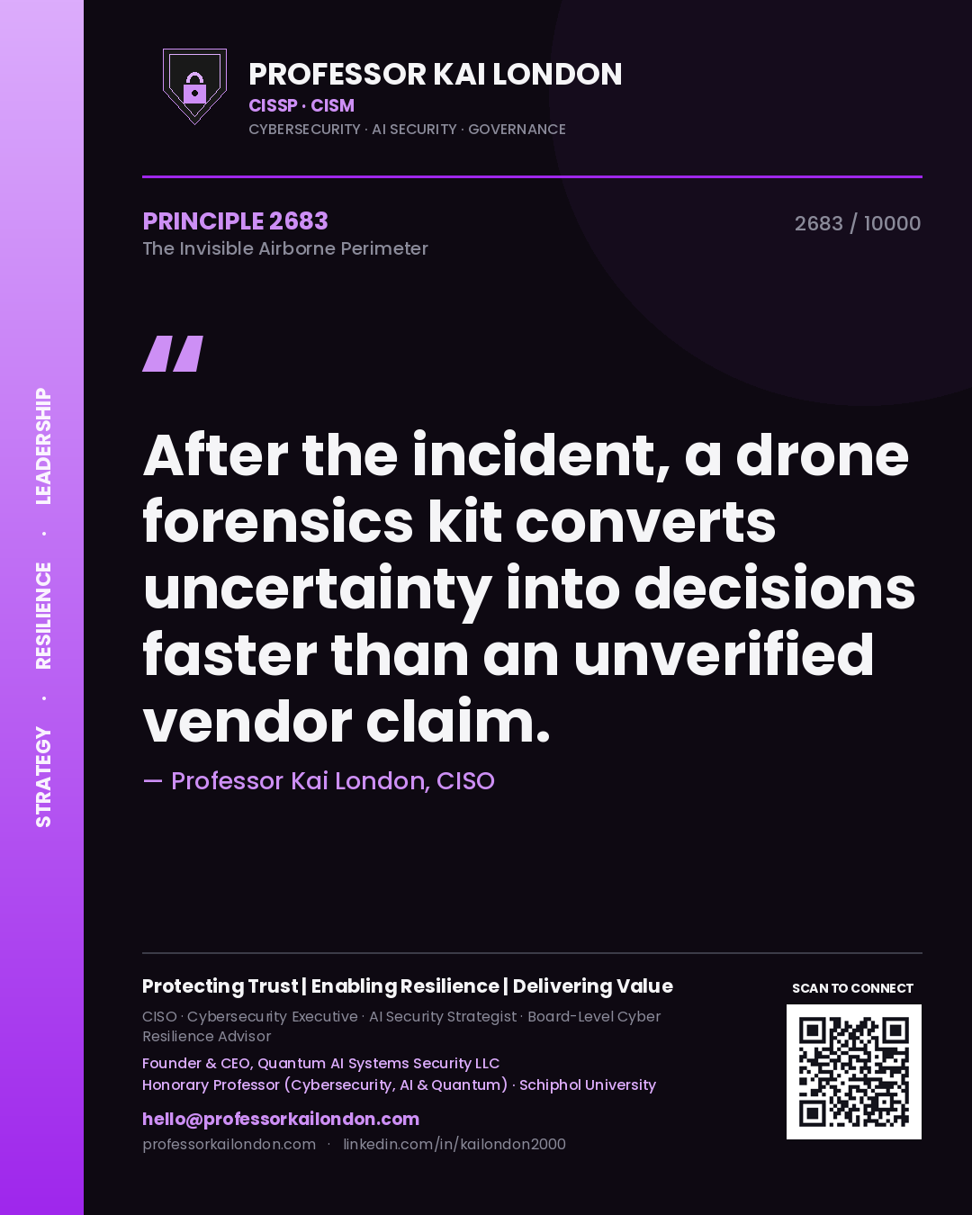 Professor Kai London principle 2683: After the incident, a drone forensics kit converts uncertainty into decisions faster than an unverified vendor claim.