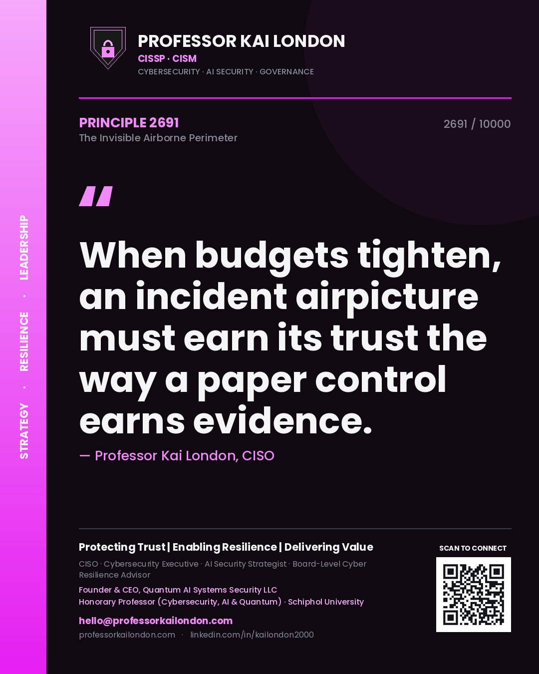 Professor Kai London principle 2691: When budgets tighten, an incident airpicture must earn its trust the way a paper control earns evidence.